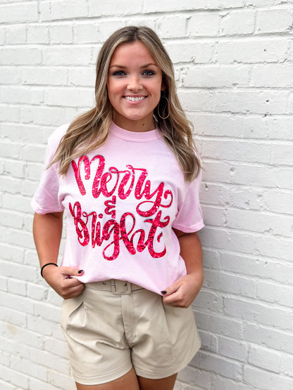 Merry & Bright Faux Sequin Tee