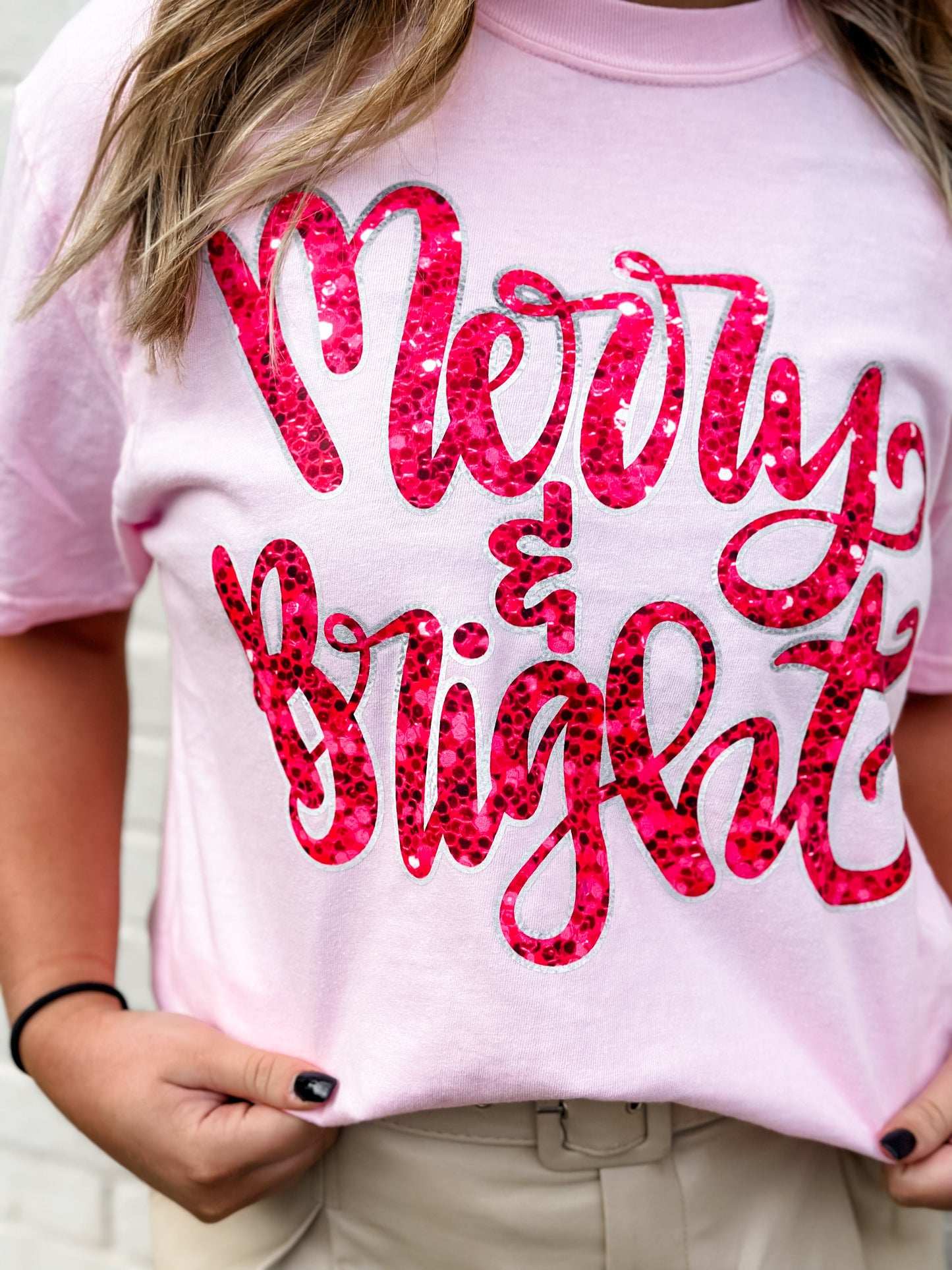 Merry & Bright Faux Sequin Tee