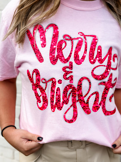 Merry & Bright Faux Sequin Tee