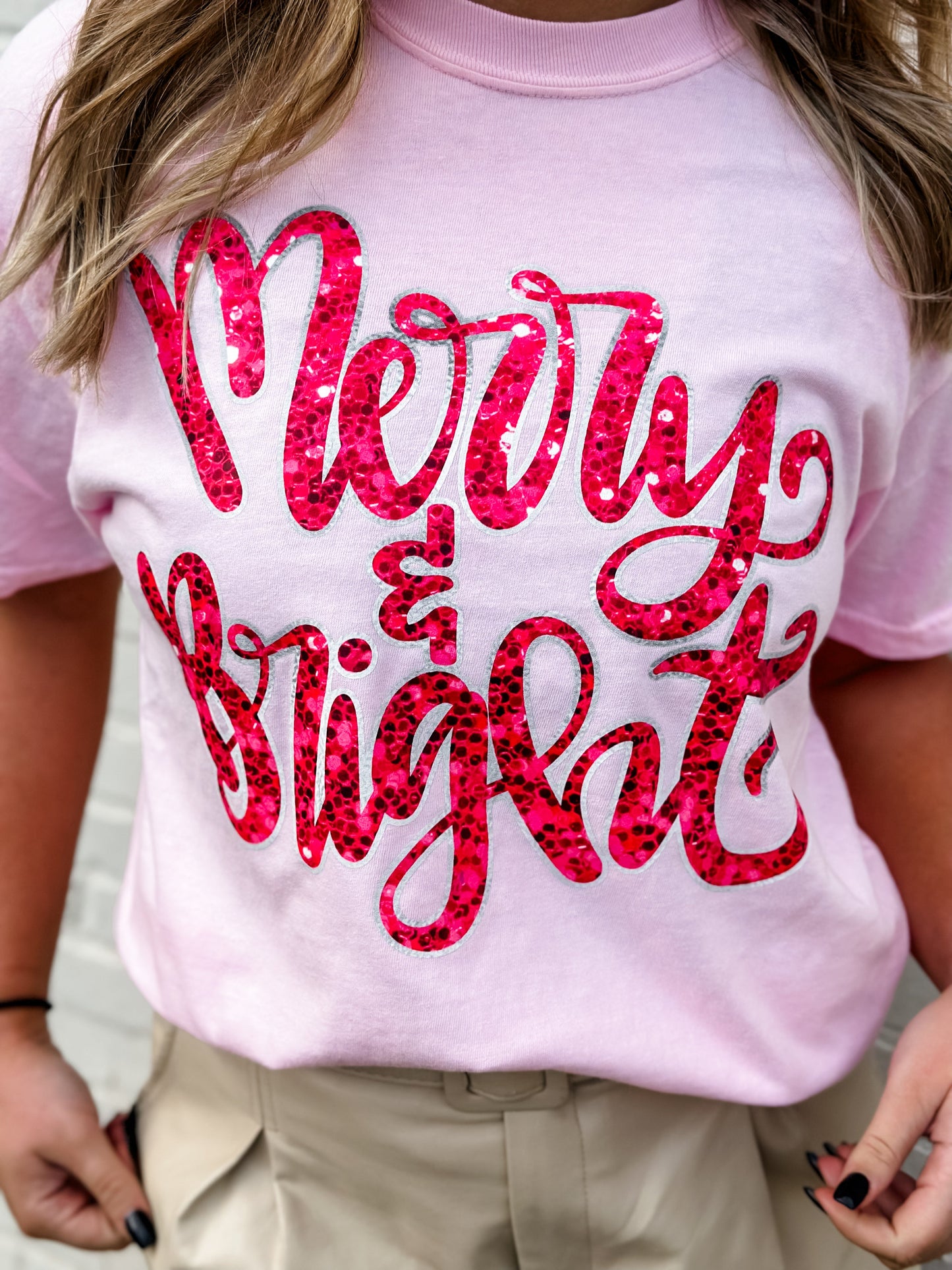 Merry & Bright Faux Sequin Tee